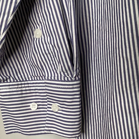 Zara cotton Blue And White striped Button Down shirt. XXL - Picture 6 of 10
